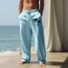 Men's Clothing Coconut Tree Print Breathable Cotton And Linen Loose Casual Sports Trousers Men_viptrois.com
