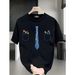 Camiseta Manga Corta Algodón Puro Pesado Marca Moda Impresa, Nueva Camiseta Casual Versátil De Gran Tamaño Para Hombres_viptrois.com