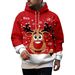 Pure Santa Claus Reindeer 3D Print European And American Cross-Border Men's Red Loose Drawstring Pocket Hoodie In Stock_viptrois.com