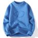 Red Round Neck Men's Autumn And Winter Trendy Brand Loose Knit Base Sweater, Thick Couple's Lazy Style Sweater_viptrois.com
