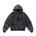Men's Clothing Winter American Retro Washed Distressed Hooded Fleece Sweatshirt For Men High Street Fashion Loose Cardigan Short Jacket_viptrois.com