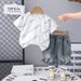 2025 New Male Baby Black And White English Round Neck Cute Casual Thin Summer Short Sleeved Set_viptrois.com