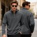 Men's Half-Zip Stand Collar Sweatshirt – Thick Fleece Loose Fit For Autumn & Winter_viptrois.com
