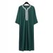 Elegant Embroidered Middle Eastern Thobe For Men – Breathable Polyester, Loose Fit, Traditional Design For Casual Wear (Green, White, Black, Navy)_viptrois.com