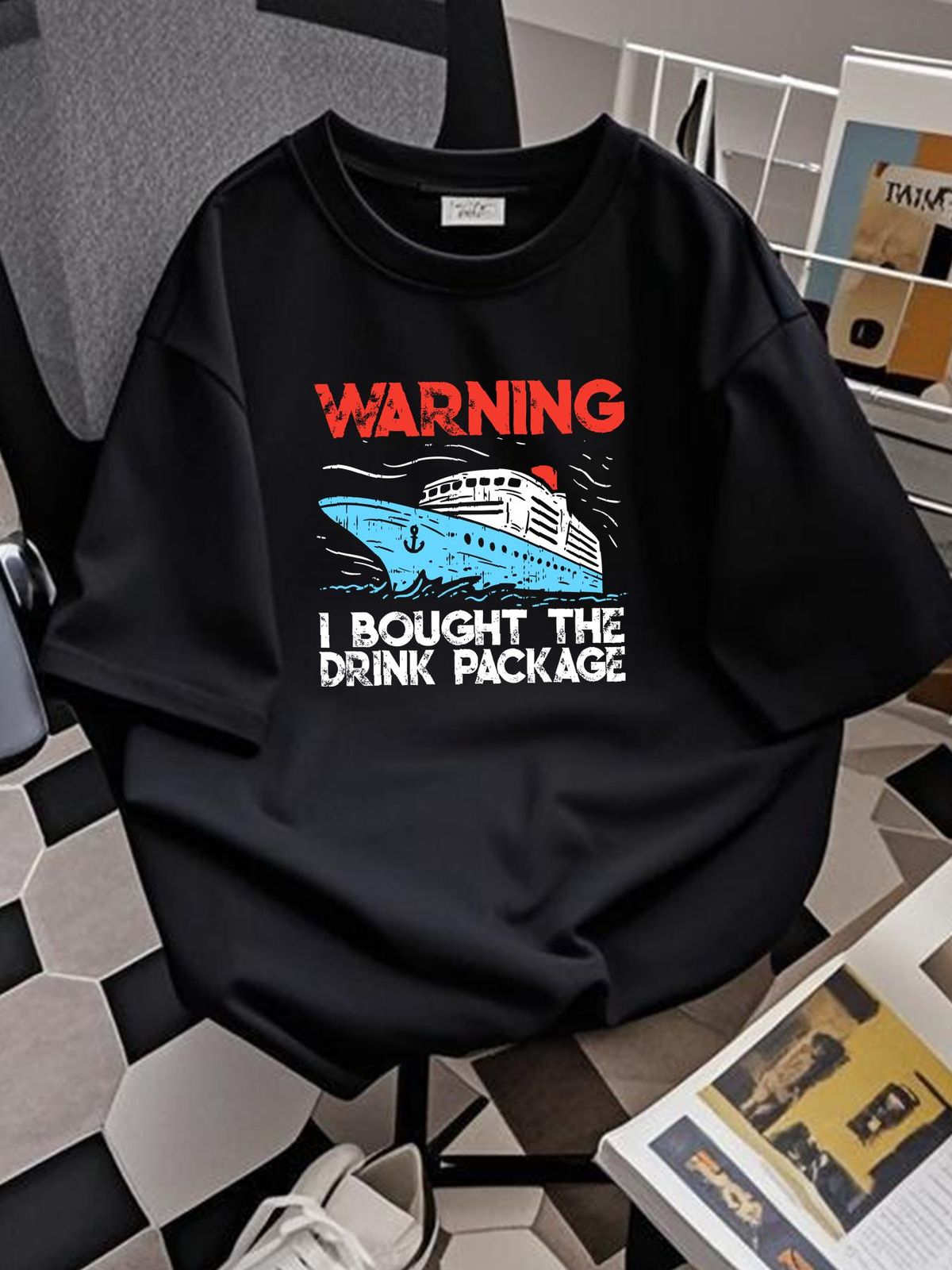 Warning I Bought The Drink Package Funny Cruise T-Shirt Unisex Casual Homme Fashion Soft Top For Everyday Wear Comfortable Versatile Slightly_viptrois.com