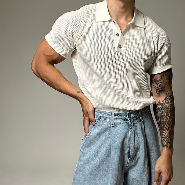 Men's Premium Knit Polo Shirt - Lightweight & Breathable Short Sleeve Top (M-XXXL, Solid Colors)_viptrois.com