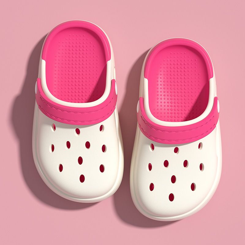 Mother & Kids DIY New EVA Two Color Children's Hole Shoes With Closed Toe Non Slip Beach Shoes For Outdoor Wear, Cute Boys And Girls_viptrois.com