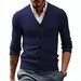 Men's Slim Fit V-Neck Cardigan Sweater - Breathable Knit Button-Up For Business Casual_viptrois.com
