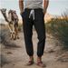 Men's Clothing Casual Fashion Loose Pants Summer Breathable Cuff Pants Beach Straight Pants_viptrois.com