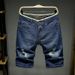 Men's Breathable Summer Riding Breeches Light Blue Denim Shorts Five Point Trendy Four Point Seven Point Pants_viptrois.com