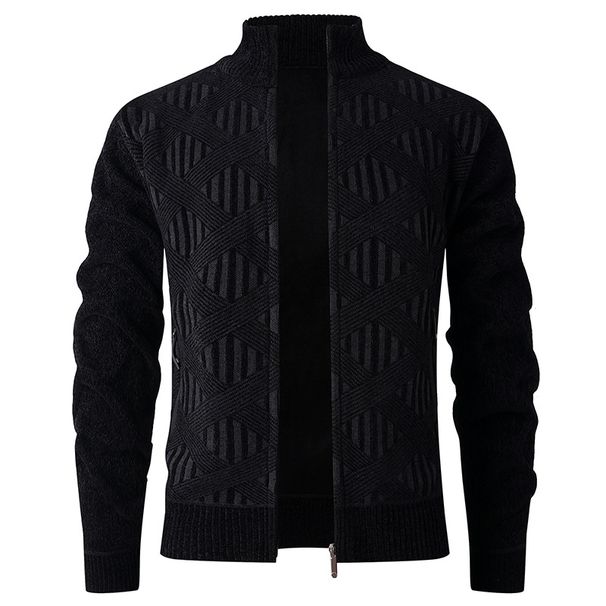 Men's Clothing Cardigan Sweater Stand Collar Plus Velvet Fleece-Lined Sherpa Knit Cardigan Sweater Winter Warm Stand Collar Pullover Casual Outdoor_viptrois.com