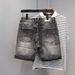 Men's Clothing Summer Trend Ink Splash Hole Retro Denim Shorts Trend Straight Thin Five Point Pants Youth Breeches_viptrois.com