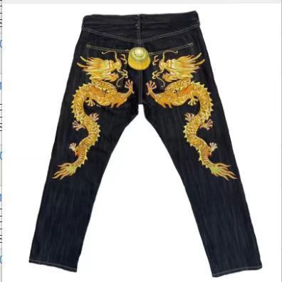 Men's Clothing hip-hop trendy jeans for men high street fashion cartoon print funny style loose straight wide-leg trousers_viptrois.com