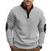 Men's Heavyweight Half Stand Collar Fleece Pullover Long Sleeve Sweatshirt Color Block Zipper Casual New Style For Autumn Winter_viptrois.com
