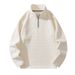 Men’s Retro Half-Zip Sweatshirt – Vintage-Inspired Jacquard Crewneck With Stand Collar (Black/Beige/Grey/Dark Green)_viptrois.com