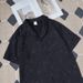 Men's Clothing New Cuban Collar Black Long Sleeved Shirt Men's Summer Thin Casual Jacquard High End Loose Sun Protection Shirt_viptrois.com