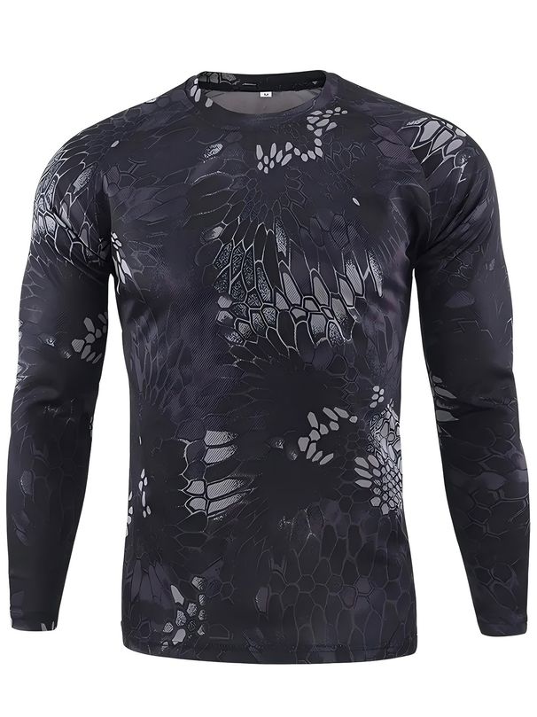 Men's Sports Camouflage Long Sleeve Round Neck Quick Drying Long Sleeve Summer Cycling Clothes Men's T Shirt_viptrois.com