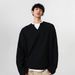 Japanese Style College Wind Waffle Fake Two-Piece V-Neck Men's Spring High-End Layered Base S Design Long Sleeve_viptrois.com
