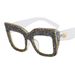 Celebrity Accessories Cat's Eye Rivet Glasses Frame European And American Personality Large Frame Candy Color Diamond Inlaid Flat Glasses_viptrois.com