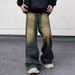 Autumn American Retro Distressed Wide Leg Jeans For Men, Loose Casual Straight Leg Trousers Trendy_viptrois.com