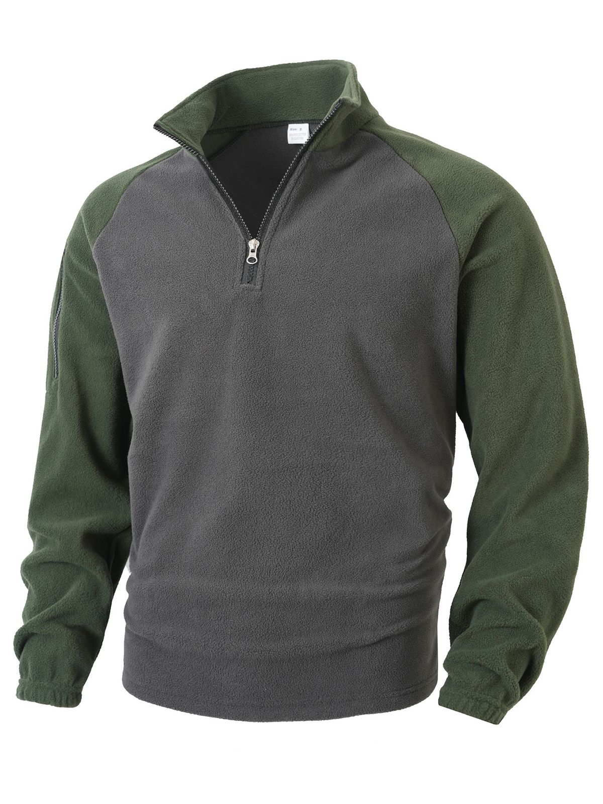 Men's Fleece Zip-Up Hoodie – Winter Thermal Stand Collar Pullover With Color Blocking For Casual Streetwear_viptrois.com
