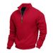 Men's Heavyweight Fleece Half-Zip Sweatshirt - Thermal Lined Stand Collar Pullover For Winter, Breathable Athletic Top (Black, Charcoal_viptrois.com