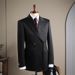 Men's Double-Breasted Peaked Lapel Suit – Elegant Wedding & Business Two-Piece Set (Black, M-3XL)_viptrois.com