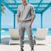 Jacquard Check Heavyweight Workwear Set – Long-Sleeve Crewneck Top & Straight-Leg Pants (S-XXXL, 6 Colors)_viptrois.com