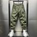 Men's Clothing European Style Casual Green Pants Spring/Summer Trendy Korean Slim Fit Long Trousers With Spliced Cuffs Jogger Leg_viptrois.com