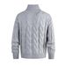Chunky Cable Knit Zip-Up Sweater Coat - High Neck Cropped Cardigan For Women, Autumn Winter Fashion, Casual Loungewear (Black, Grey)_viptrois.com