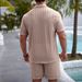 Men's Clothing Men's Solid Color Button Shirt And Shorts Suit Holiday Solid Color Casual Wear_viptrois.com