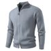 Men's Clothing Trend Cardigan Sweater Korean Style Stand Collar Slim Fit Fashion Solid Color Knit Sweater Stand Collar Slim Fit Casual Cardigan_viptrois.com