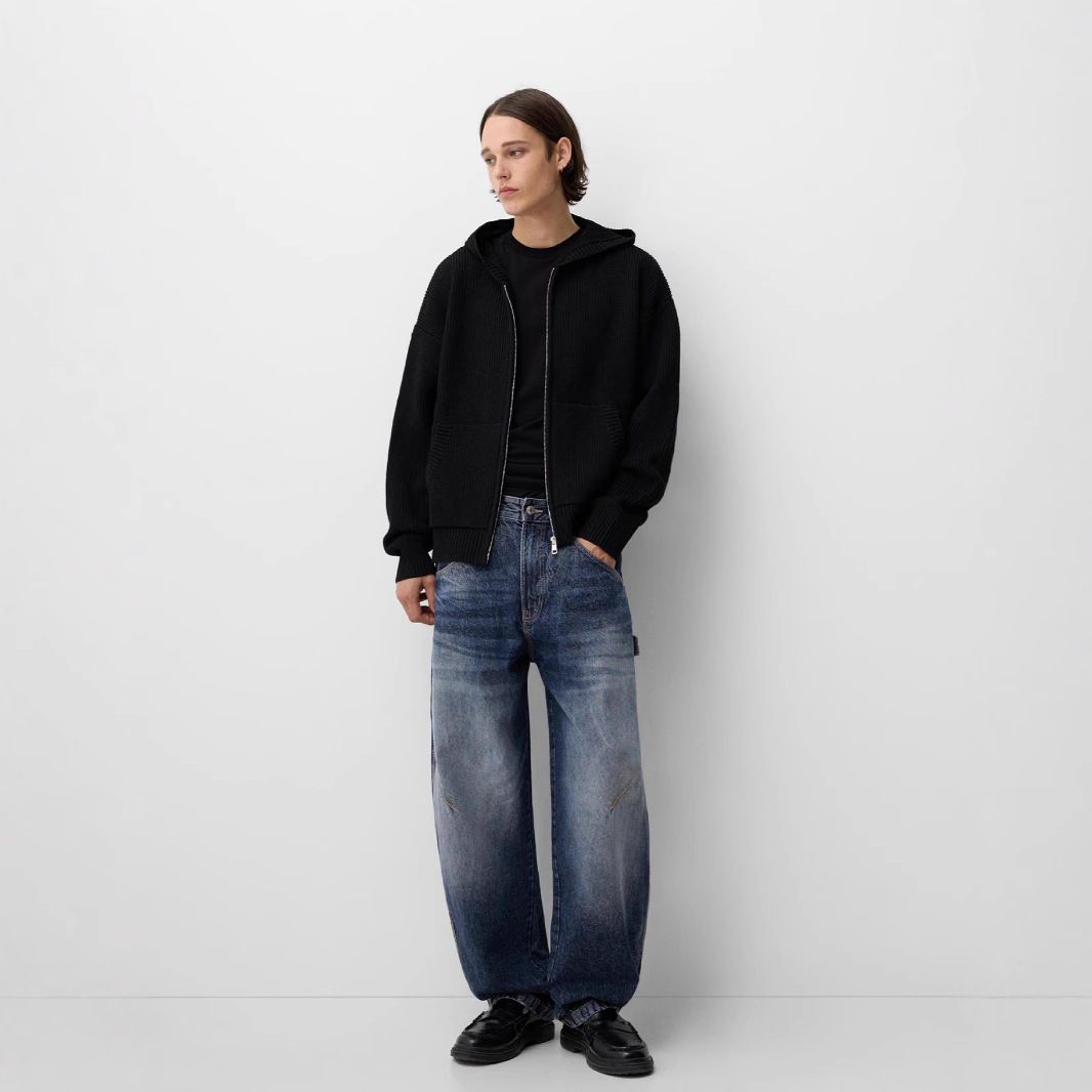 Men's Clothing Mid Waist Retro Slim Fashion Jeans Denim Trousers_viptrois.com