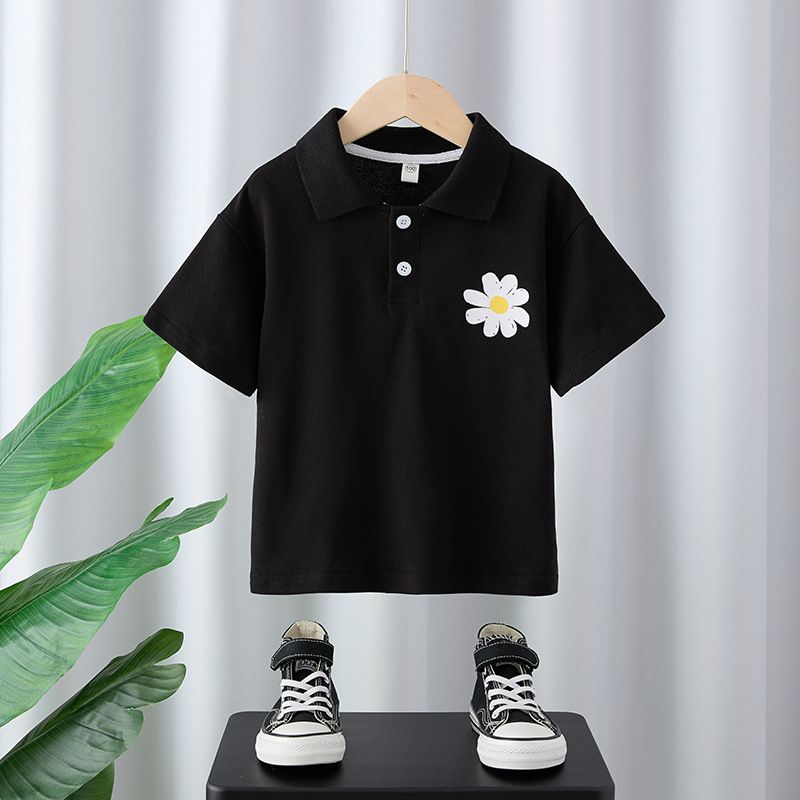 Mother & Kids Children's 2025 Summer New POLO Shirt Baby Print Ins Style Lapel Top Boy Short Sleeve Small, Medium And Large Children_viptrois.com