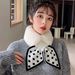 Drivedirect Women Scarf Plush Dot Print Fishtail Knot Solid Color Cross Keep Warm Fish Tail Shape Thicken Rabbit Fur Collar Scarf for Outdoor_viptrois.com