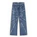 Men's Clothing | Summer New Arrivals Personalized Hip Hop Tassel Raw edge Loose Wide leg Denim Pants_viptrois.com