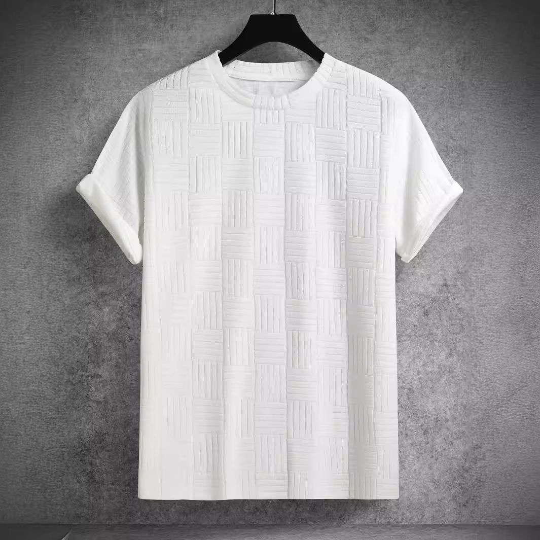 Men's Clothing Slim Round Neck Short Sleeve Towel Cloth Personality T Shirt_viptrois.com