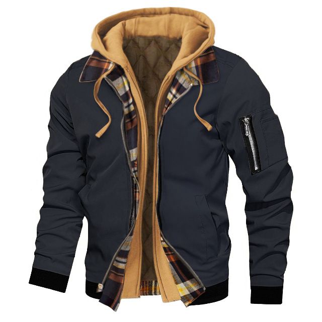 Men's Clothing Spring Autumn Winter Thick Large Size Men's Solid Color Hooded Jacket Casual Jacket Men_viptrois.com
