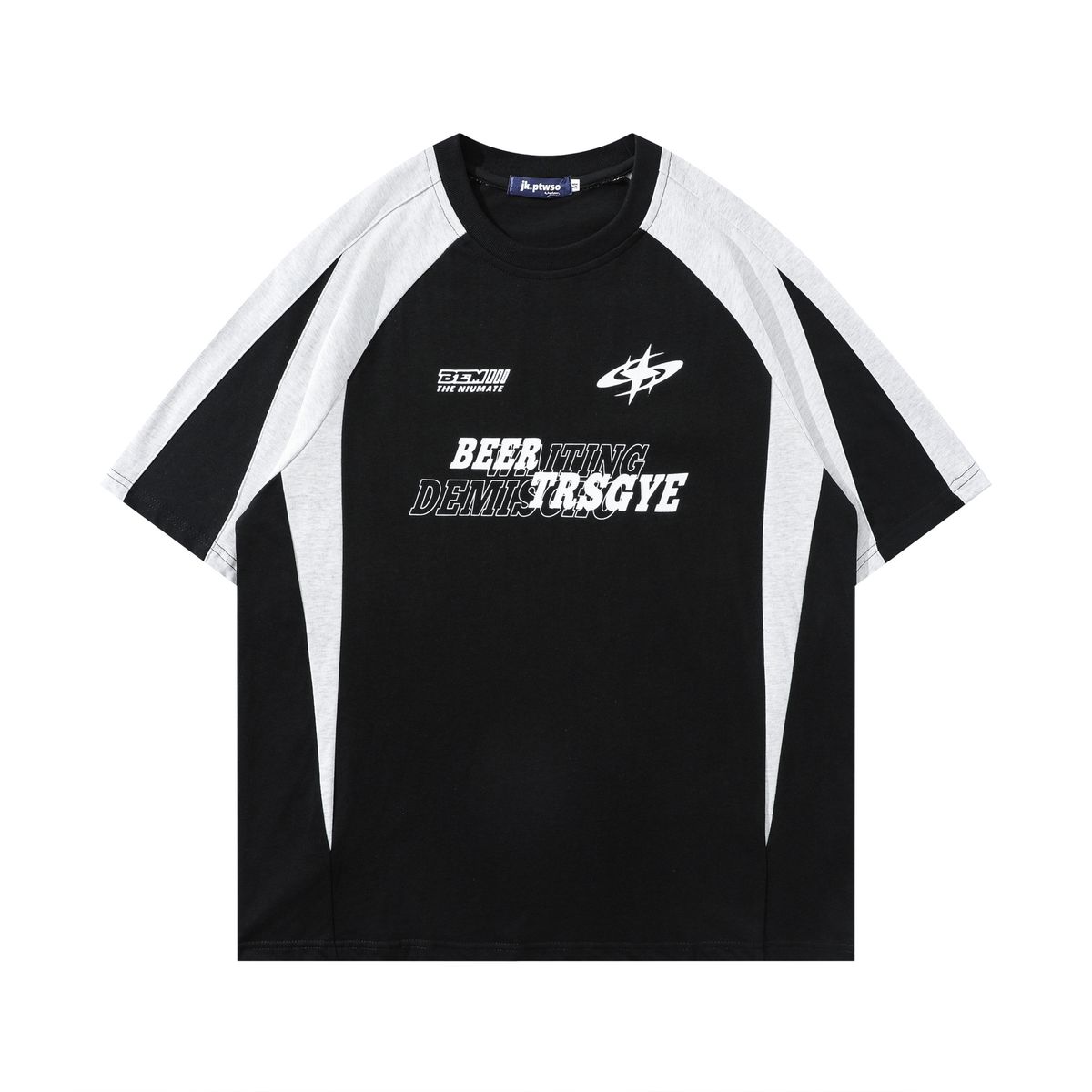 Men's Clothing Retro Raglan Short Sleeved T Shirt Fashion Street Stitching Contrast Color Loose Short T Men And Women Couple Style Half Sleeved Top_viptrois.com