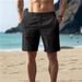 Men's Cotton Linen Breathable Casual Shorts Solid Color Button Beach Outdoor Straight Leg Summer Everyday_viptrois.com