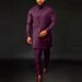 Men's Clothing Ethnic Style Solid Color Beaded Casual 2 Piece Suit_viptrois.com