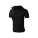 Men's Clothing New Summer Solid Color Hooded Short Sleeved Shirt Casual Sports T Shirt Outdoor Fitness Top_viptrois.com