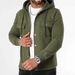 Men's Fleece Hooded Jacket – Winter Warm Button-Up Outerwear, Casual Plaid Zip-Front Coat With Multiple Fastenings_viptrois.com