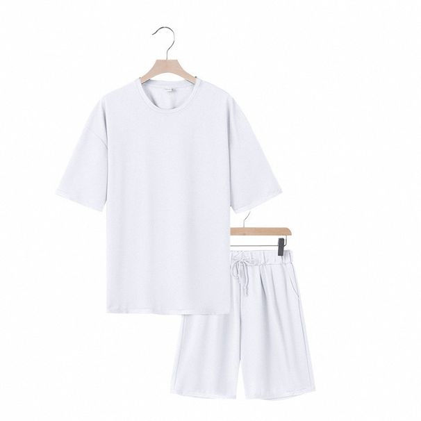 Men's Heavyweight Cotton-Terry Short Sleeve Tee & Shorts Set | Casual Loungewear Solid Color Comfort Outfit_viptrois.com