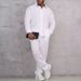 Men's Summer Casual Suit Set – Lightweight Poly-Cotton Blend, Long Sleeve Shirt & Relaxed Pants (S-XXXL, Navy/White/Black/Olive/Gray)_viptrois.com