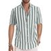 Men's Summer Casual Fashion Short Sleeved Striped Formal Beach Vacation Shirt_viptrois.com