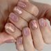 Beauty & Health Pink And White Gradient Irregular Gold Simple Cat Eye Clean White Ins Style Nail Art Pieces Detachable 30 Pieces_viptrois.com