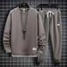 Men's Waffle-Knit Long Sleeve T-Shirt – Oversized Casual Loungewear Set With Breathable Polyester Blend (S-5XL, Athletic & Streetwear Styling)_viptrois.com