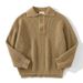 New lazy style collar sweater for men, retro solid color, high-end sense, knitted sweater with a half button collar_viptrois.com