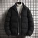 Men's Clothing Winter Padded Coat Warm Stand Collar Jacket, Loose Fit Casual Outerwear, Thickened Polyester Shell, Black/Grey/Navy Blue, Sizes M-5XL_viptrois.com